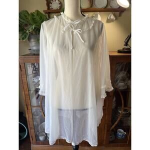 Vintage With Tags Gilead Sheer Open Coverup Robe Size Medium Lace 3/4 Sleeve